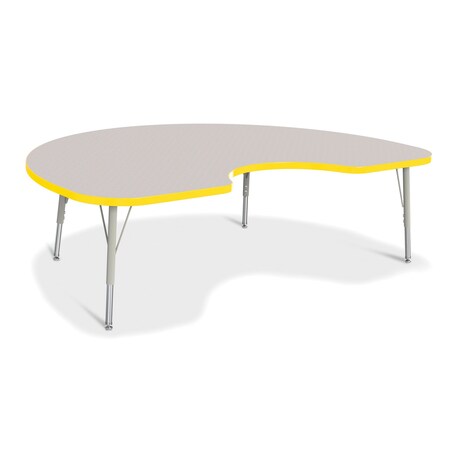 Jonti-Craft Berries Kidney Activity Table, 48 in. x 72 in., E-height, Freckled Gray/Yellow/Gray 6423JCE007